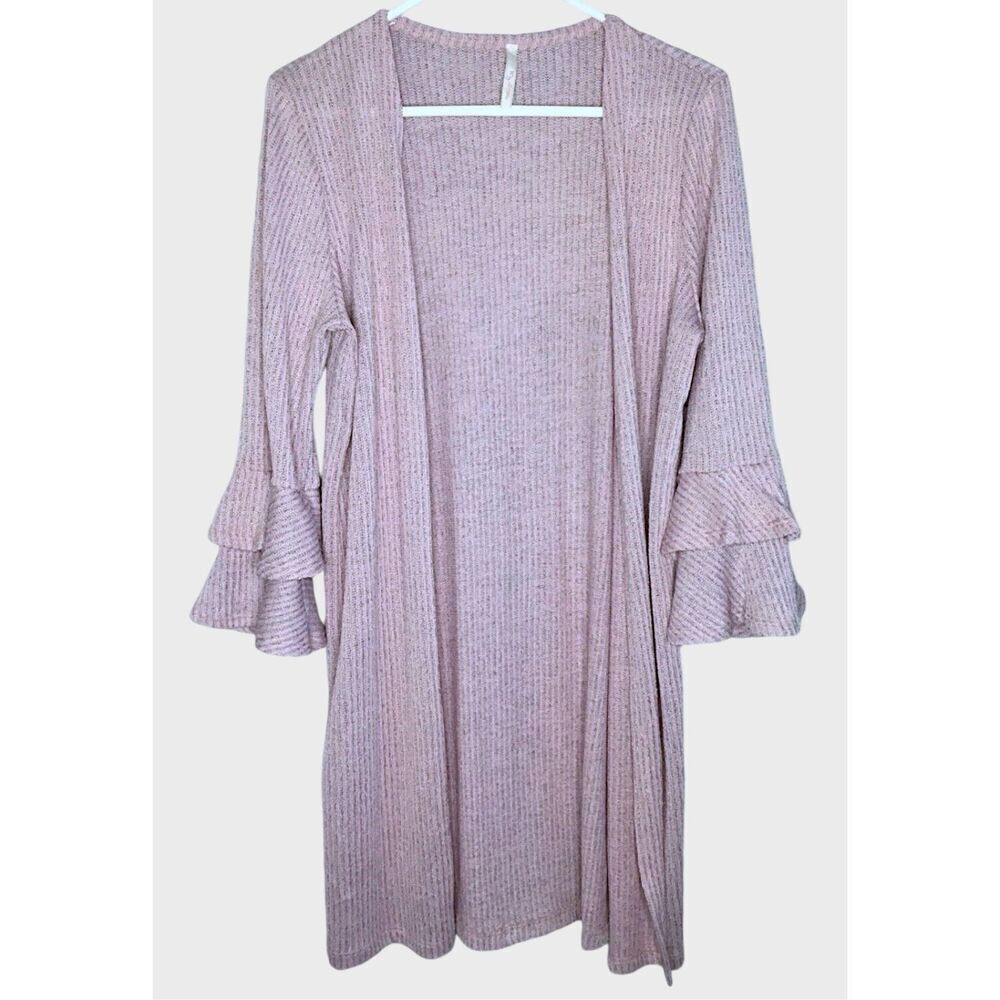 MyStory Womens Cardigan S Bell Slv Open Front Lilac Sweater Academia Minimalist